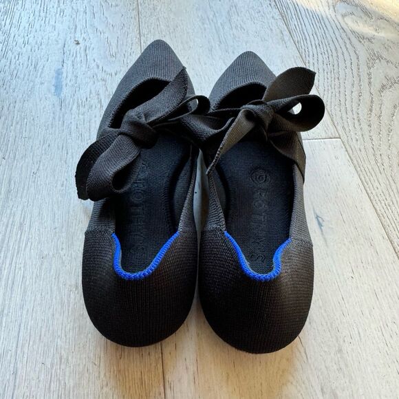 Rothy's Mary Jane The Point Bow Tie Flats in Black Size 6.5 - Picture 10 of 12